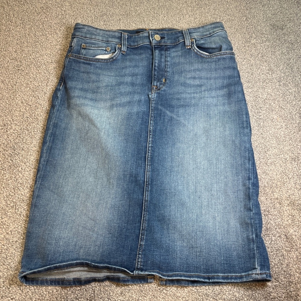 Lauren Ralph Lauren Denim Skirt Womens 10 Blue Medium Wash Knee Length Pencil